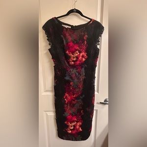 Maggy London Size 10 Floral Black Dress